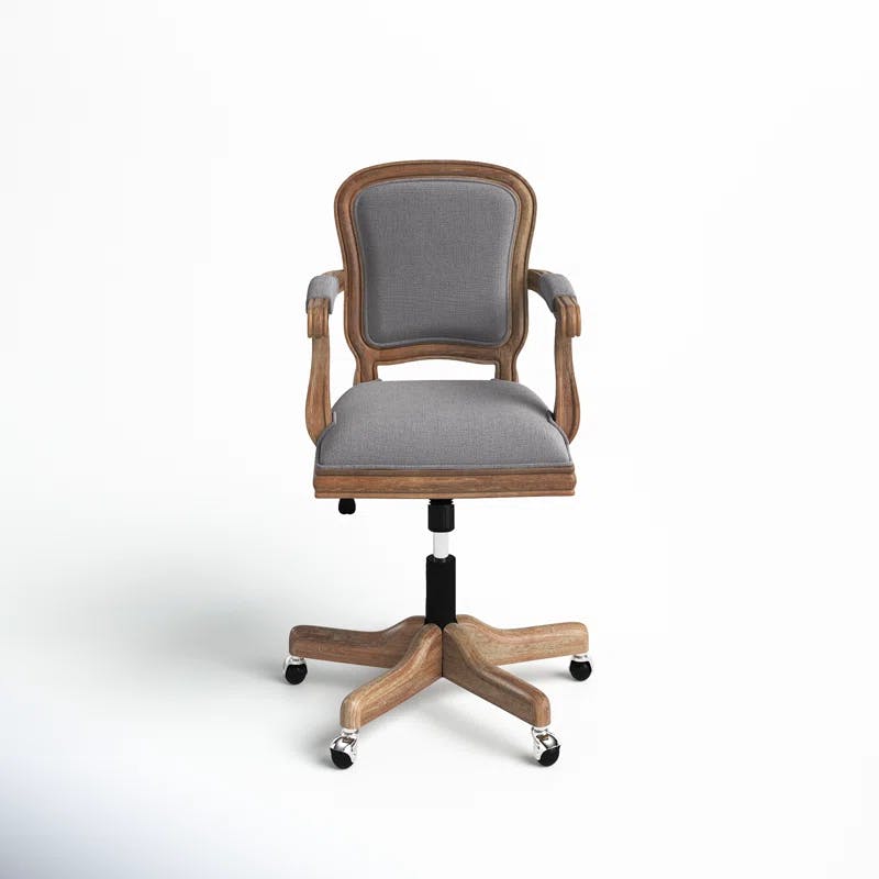 Gail Rustic Brown and Light Gray Farmhouse Office Chair