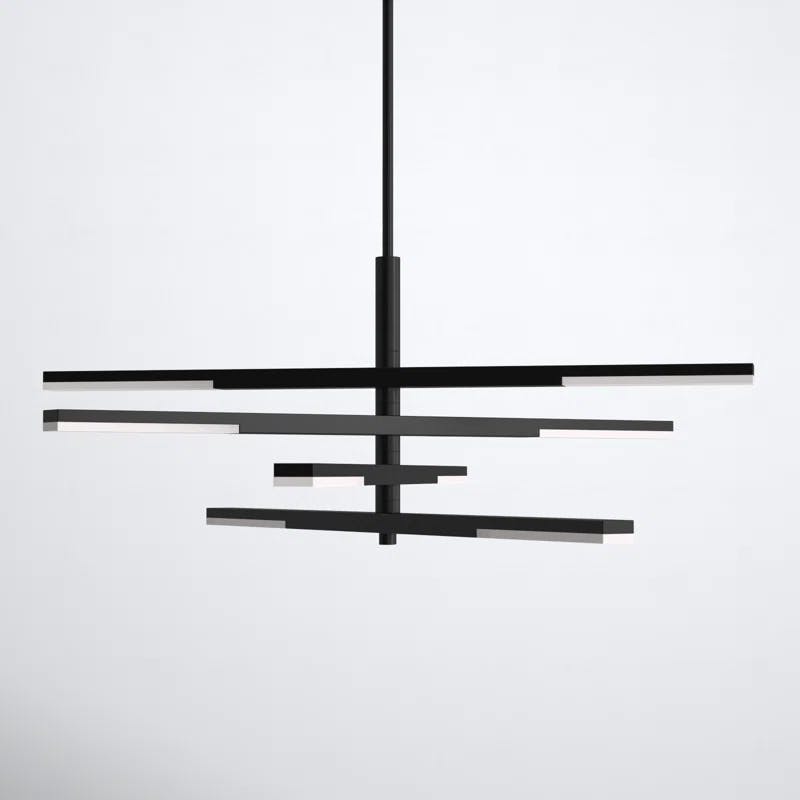 Black Crystal Cascade Dimmable LED Chandelier with Silica Diffuser