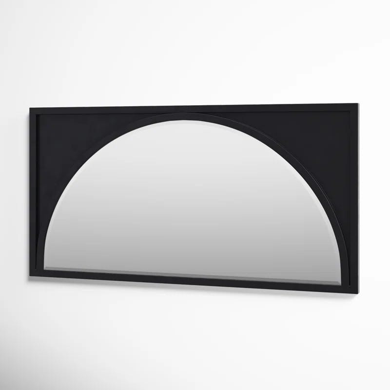 Elegant Satin Black Full-Length Rectangular Wood Wall Mirror