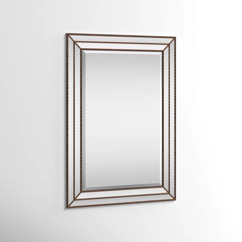 Almyra Grooved Bronze and Wood Rectangle Wall Mirror