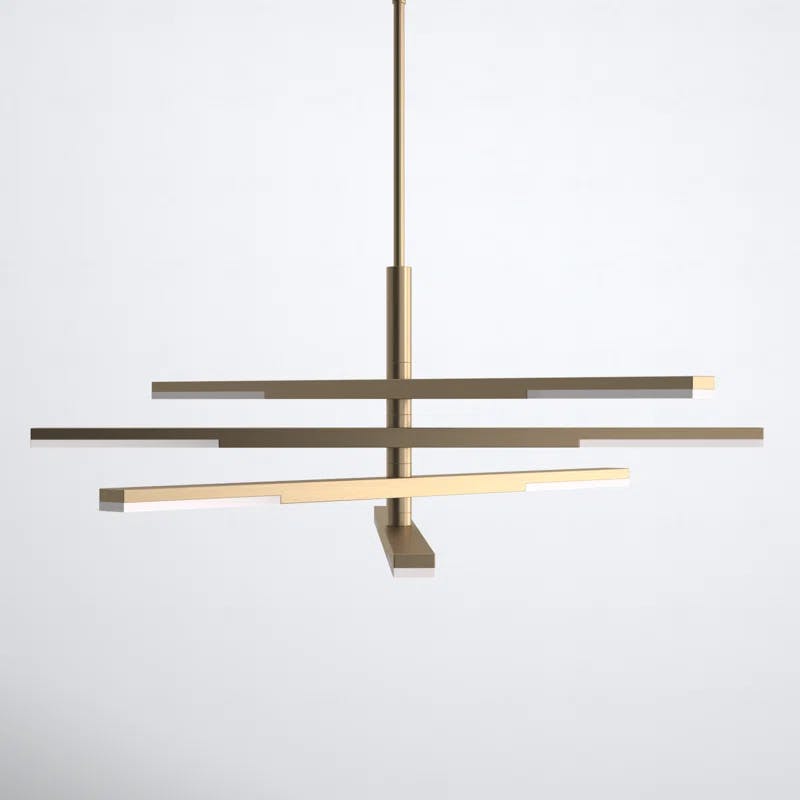 Eclat Geometric Brushed Brass LED Chandelier with Crystal Accents