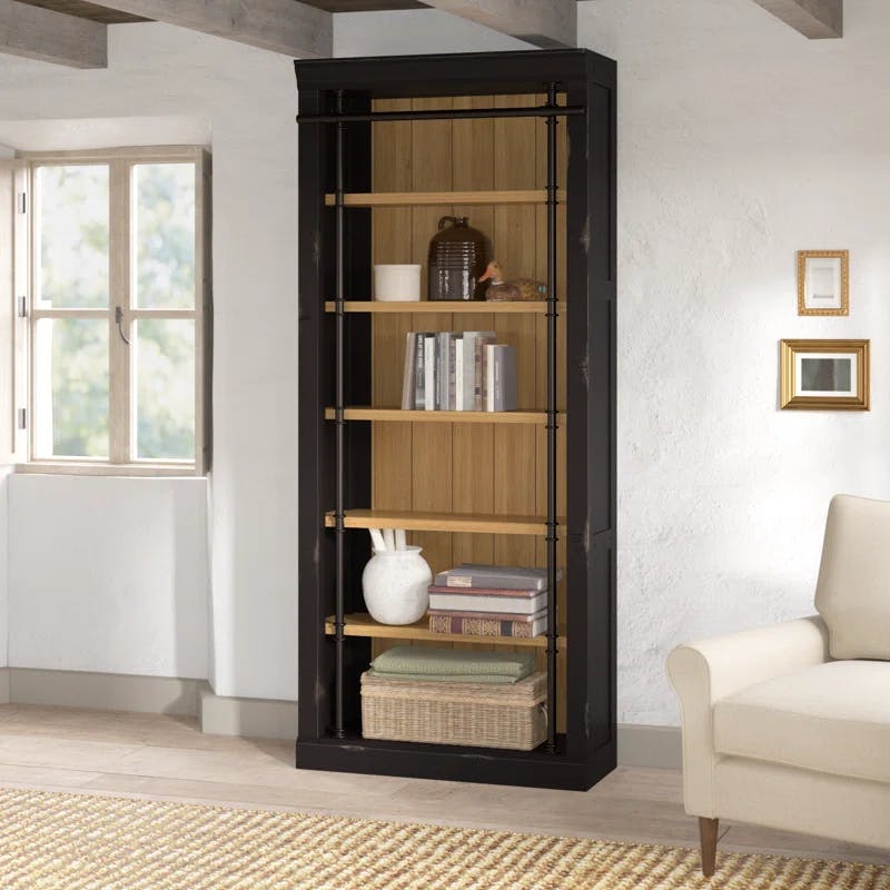 Toulouse Aged Ebony and Warm Honey Adjustable Bookcase