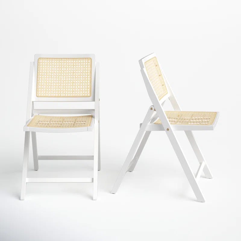 Desiree White & Natural Rattan Cane Folding Dining Chair