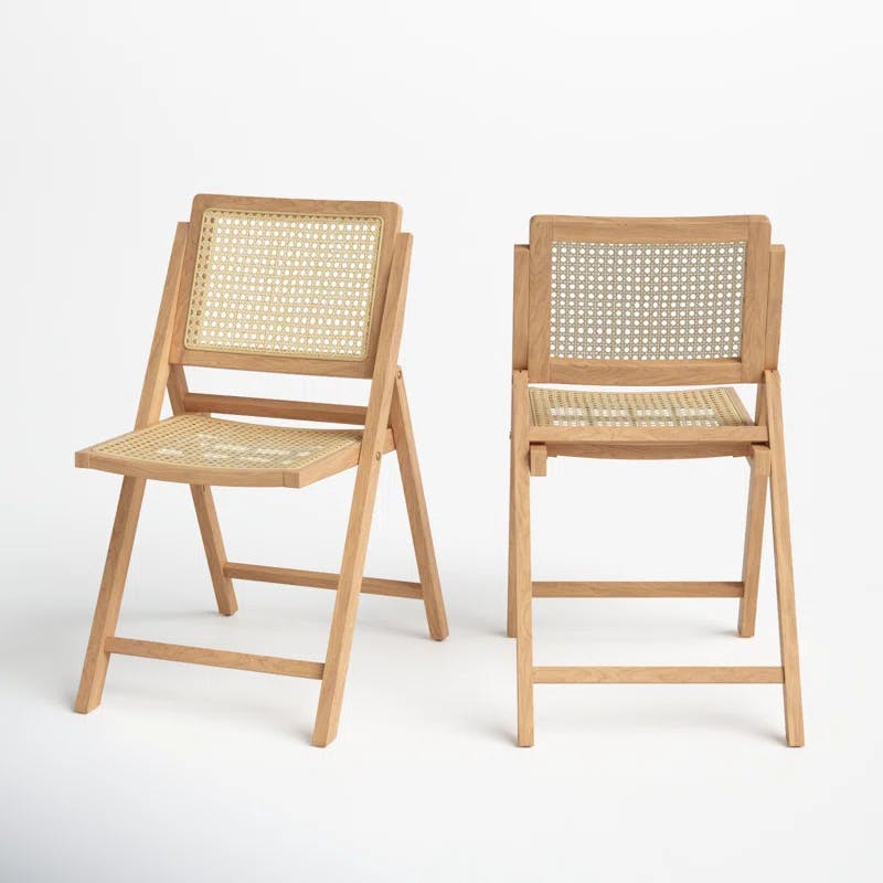 Desiree Natural Ash Wood and Rattan Folding Dining Chair