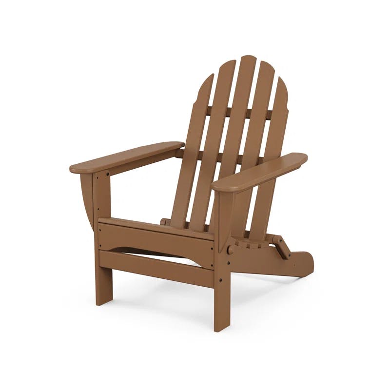 Eco-Friendly Dark Teak Polywood Folding Adirondack Chair