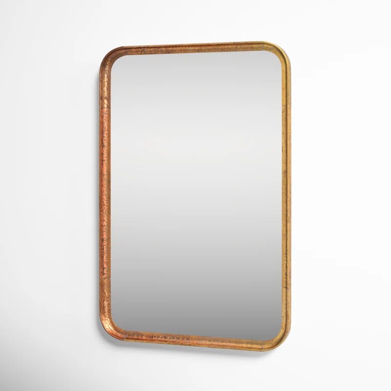 Elegant Rectangular Silver and Gold Leaf Dresser Mirror