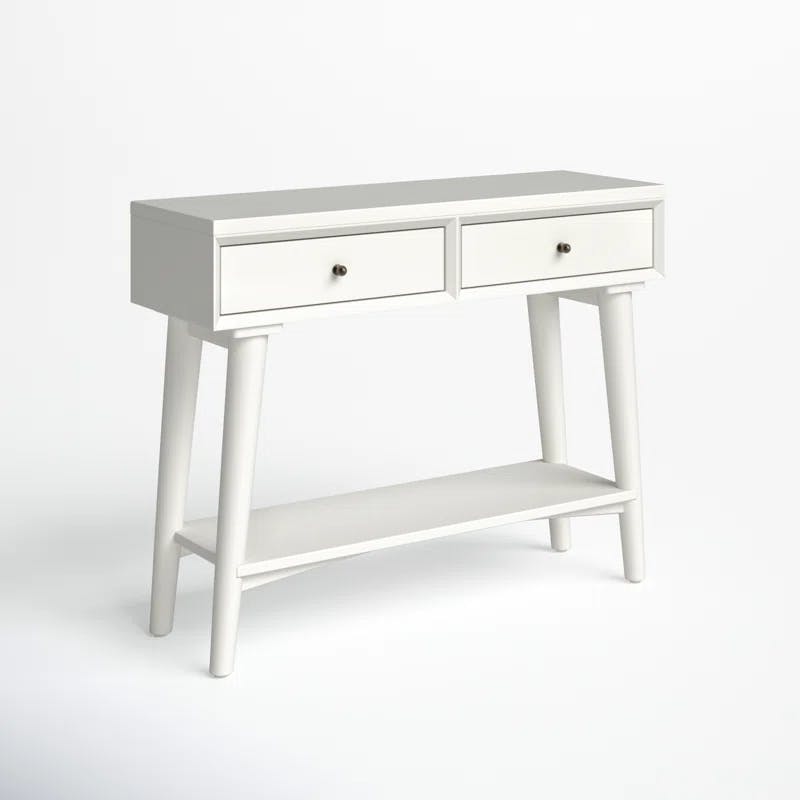 Streamlined White Mahogany 42" Console Table with Storage