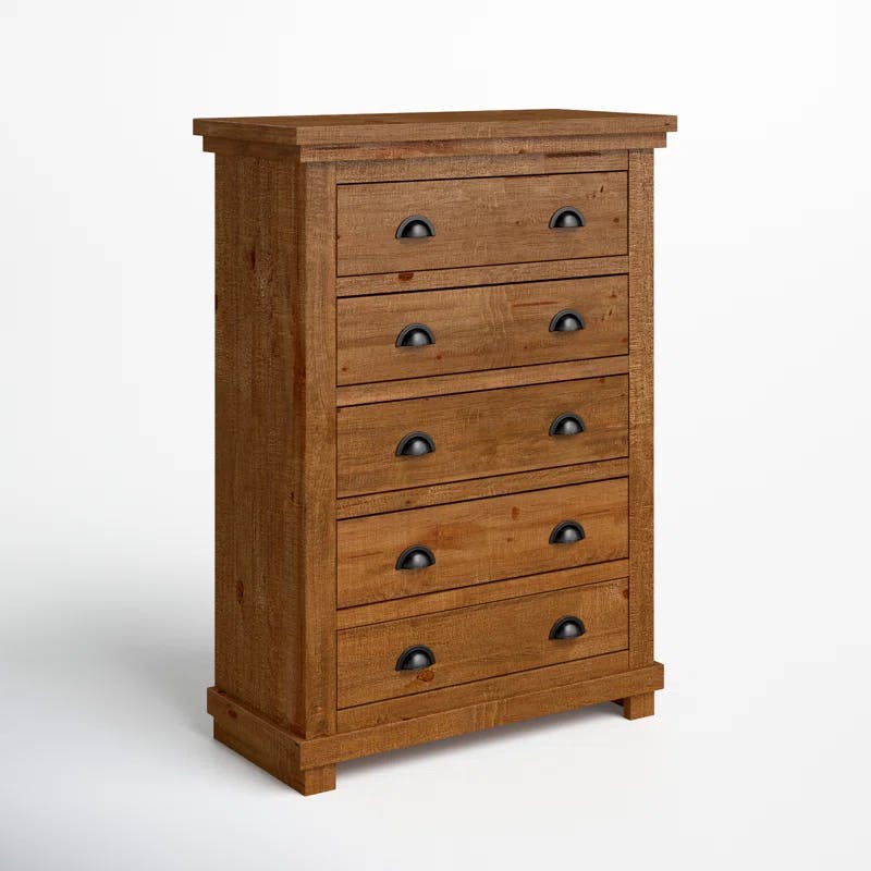 Wolferstorn Distressed Pine 5-Drawer Rustic Brown Dresser