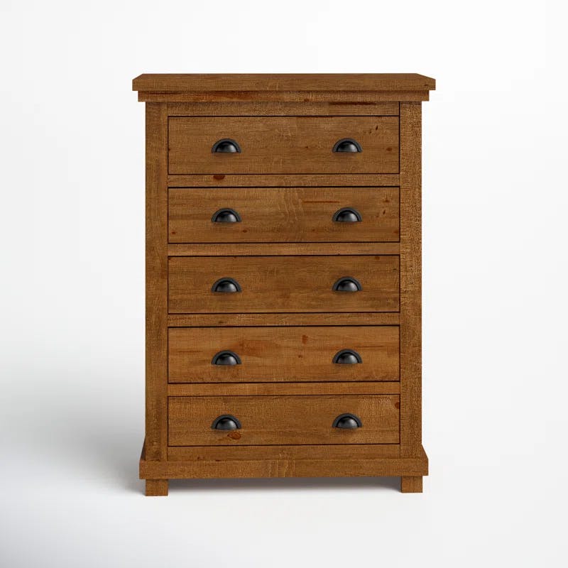 Wolferstorn Distressed Pine 5-Drawer Rustic Brown Dresser