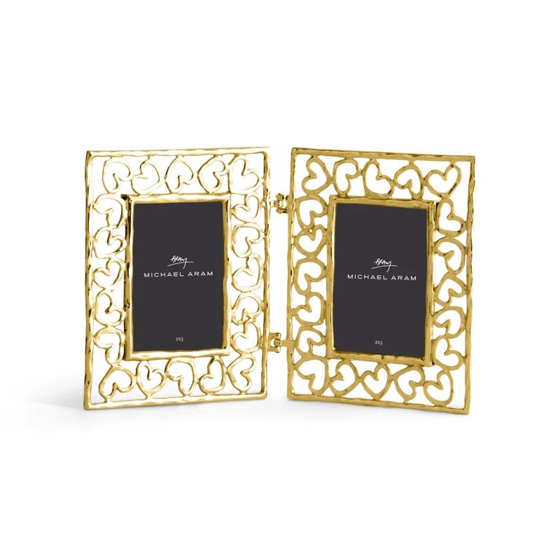 Classic Gold Love Theme Metal Picture Frame with Glass Protector
