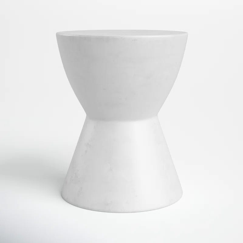 Athena Ivory Round Concrete Accent Table - Transitional Style
