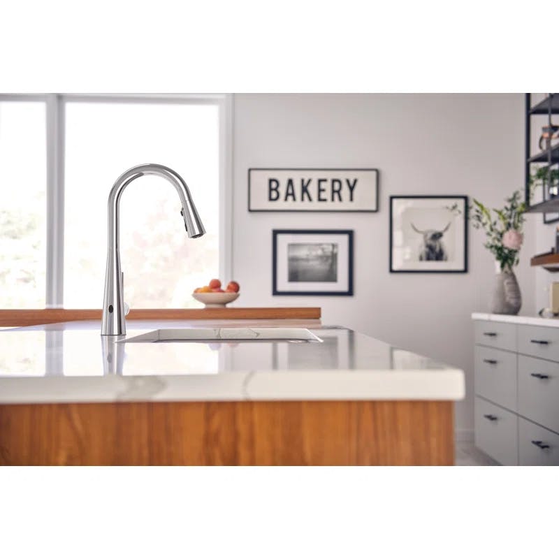 Sleek Modern Chrome Pull-down Kitchen Faucet with Touchless Activation
