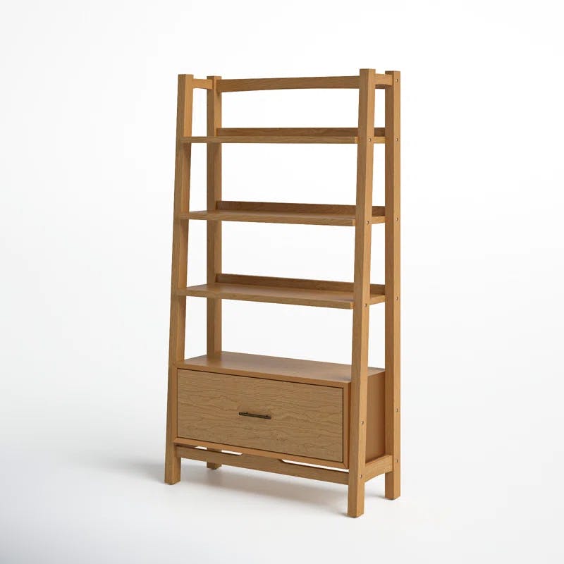 Acorn Wood Ladder Bookcase with Full Extension Drawer