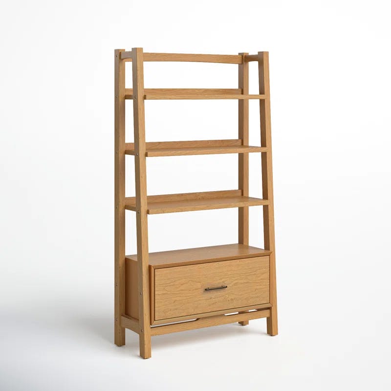 Acorn Wood Ladder Bookcase with Full Extension Drawer