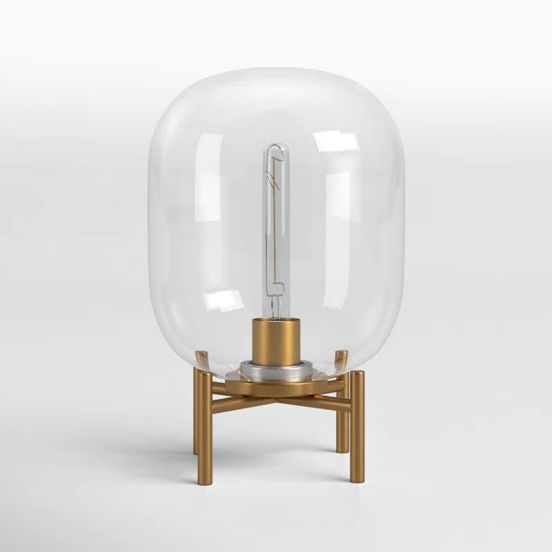 Edison Voice-Controlled Industrial Table Lamp in Brushed Brass/Clear