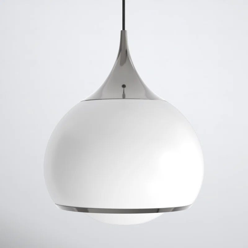 Reese Polished Nickel Globe LED Pendant with Opal Glass Shade