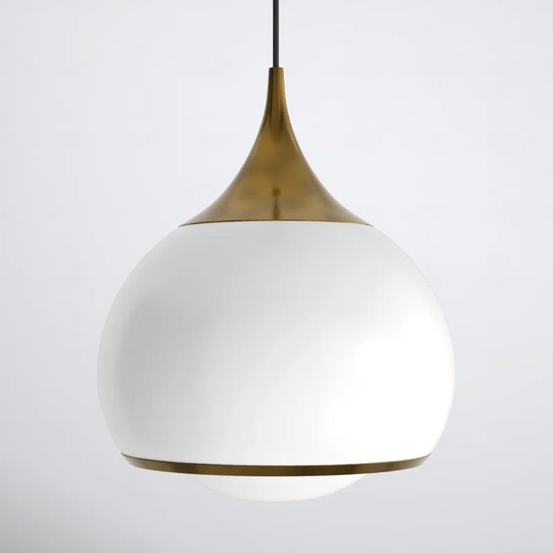 Reese Aged Brass Globe Pendant with Opal Glass Shade