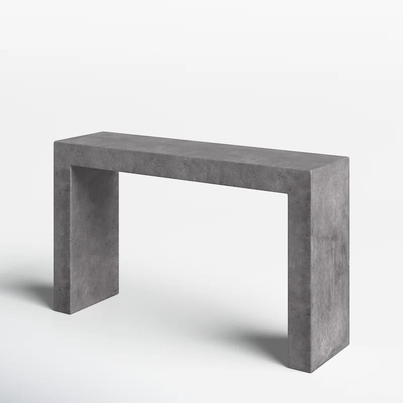Kareen Dark Grey 55'' Rectangular Stone Outdoor Console Table