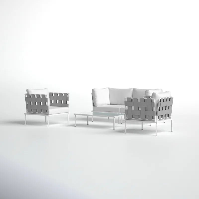 Modway Harmony 5-Piece White Aluminum Outdoor Sectional Sofa Set