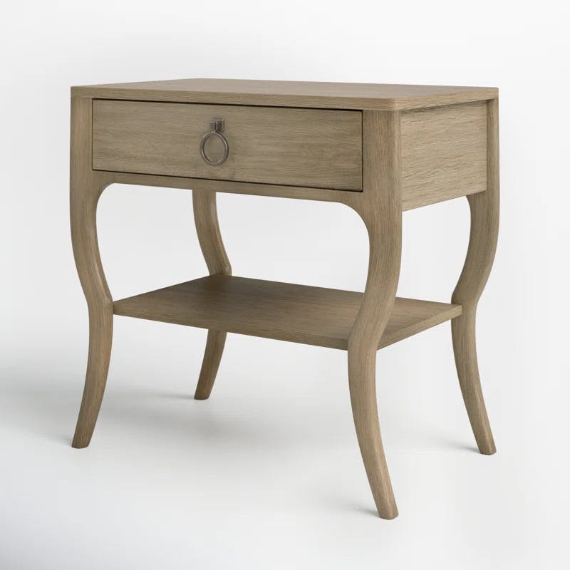 Sophie Transitional Single Drawer Nightstand in Warm Natural Oak
