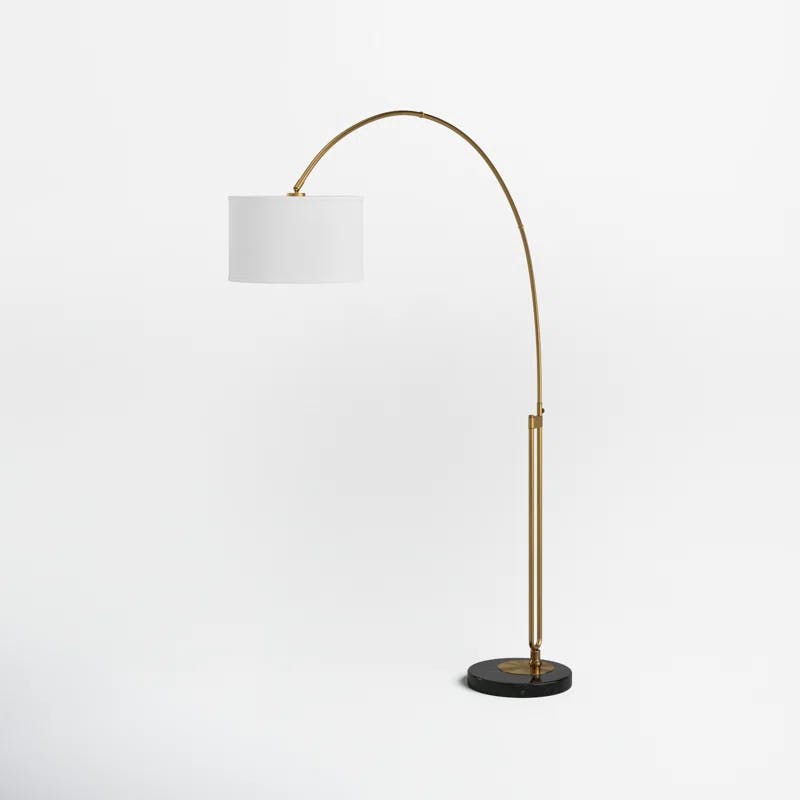 Elegant 84'' Antique Gold Arc Floor Lamp with White Cotton Shade