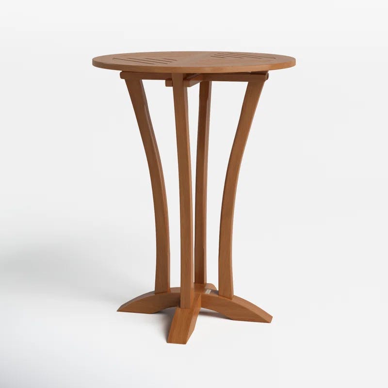 Eco-Friendly Eucalyptus Deluxe Round Bar Table in Brown Umber