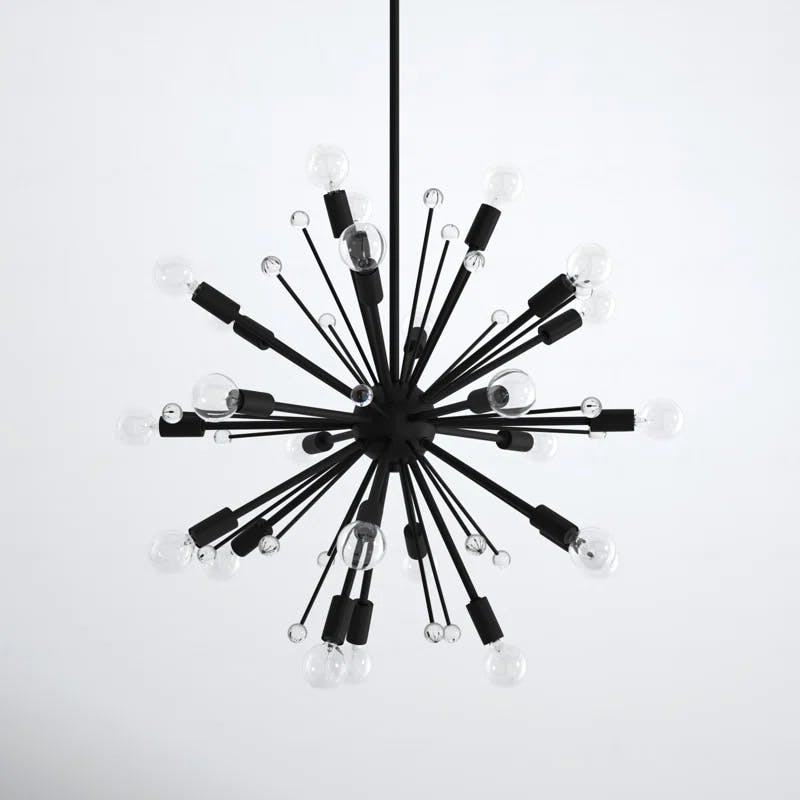 Galea Matte Black 24-Light Sputnik Chandelier with Glass Baubles