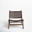Luna Transitional Brown Leather and Wood Handcrafted Accent Chair