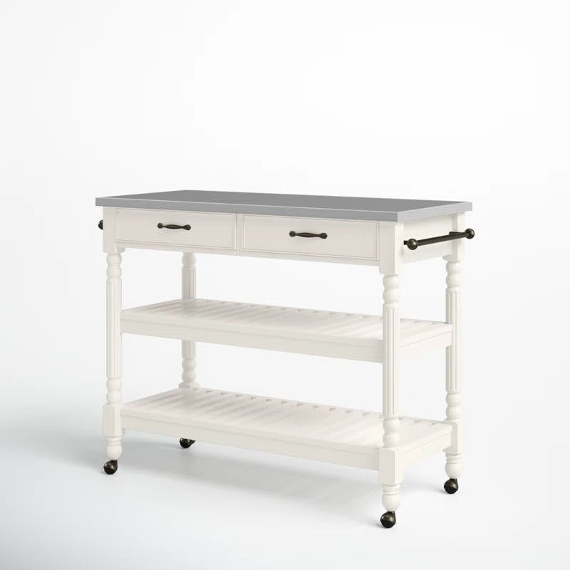 Savannah 50'' Stainless Steel Top Kitchen Cart with Wine Rack