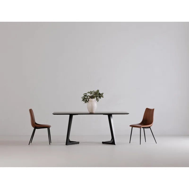 Modern Mid-Century Black Ash Wood 71'' Rectangular Dining Table