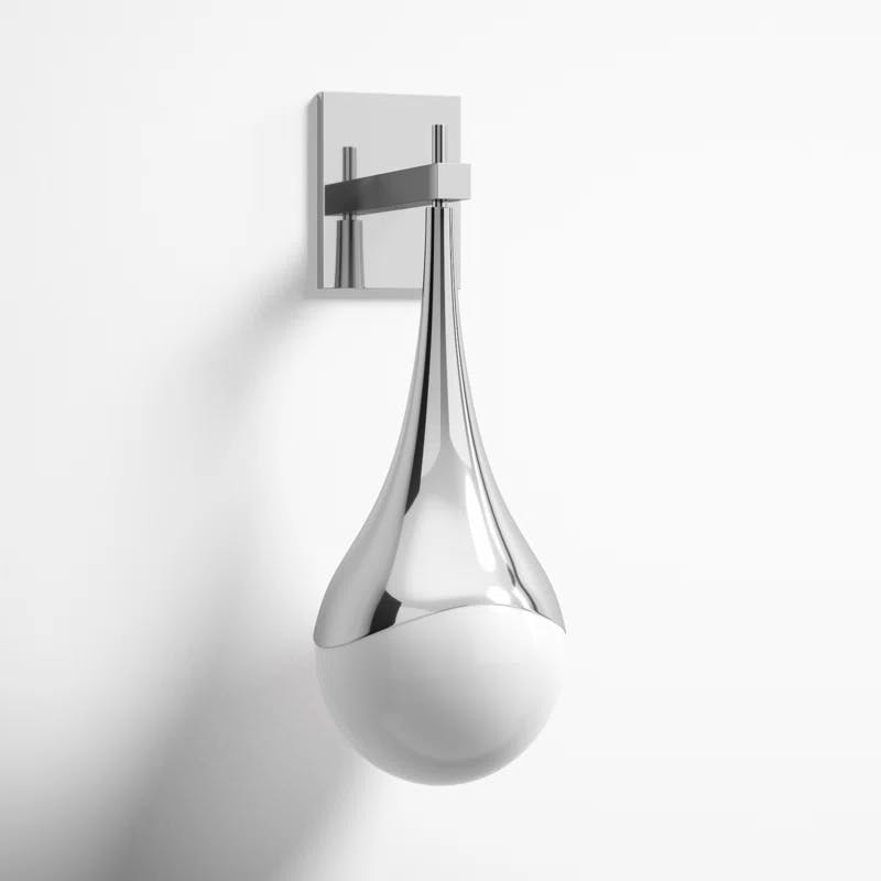 Algiers Polished Nickel 1-Light Dimmable Opal Glass Sconce