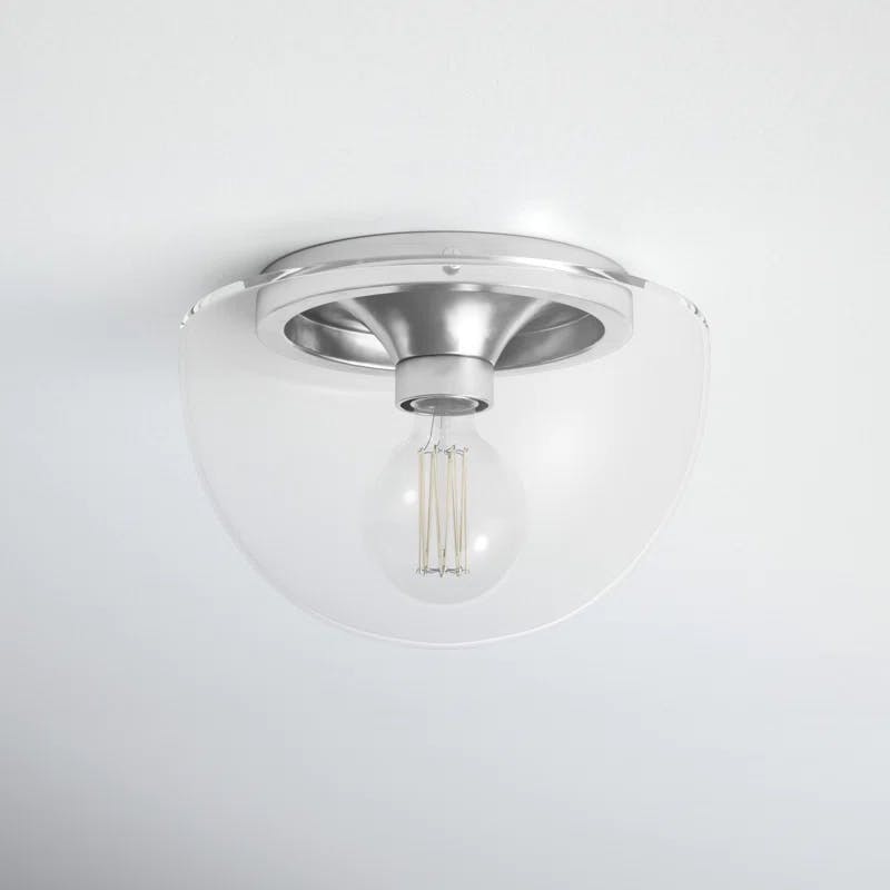 Alexi Polished Nickel 1-Light Indoor/Outdoor Clear Glass Flush Mount