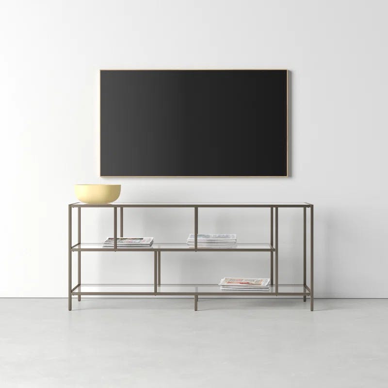 Aged Steel and Glass 55'' Clean-Lined TV Stand