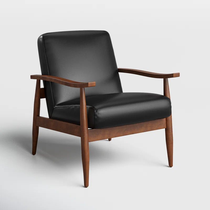 Austin Black Faux Leather Mid-Century Modern Accent Chair