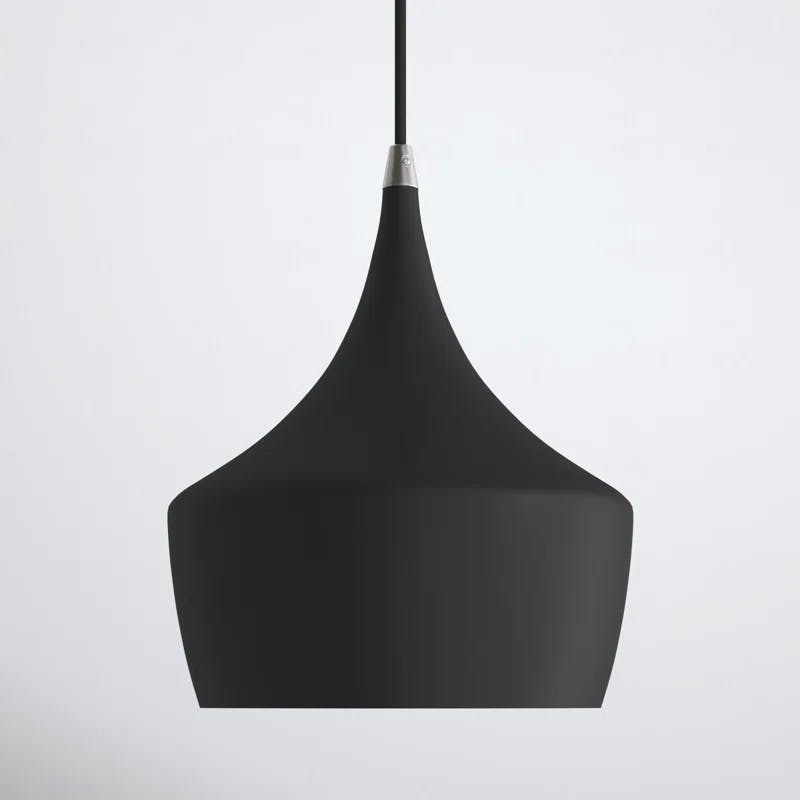 Contemporary Mini Pendant with Black Metal Shade and Gold Finish Inside