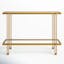 Modern Brass Finish Metal Console Table with Glass Shelf