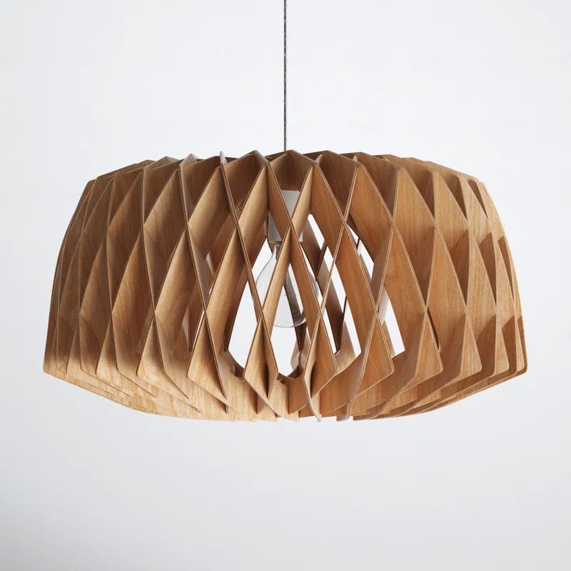 Horgen Uddo 23.5" Ash Wood Drum Pendant with Dimmable Light