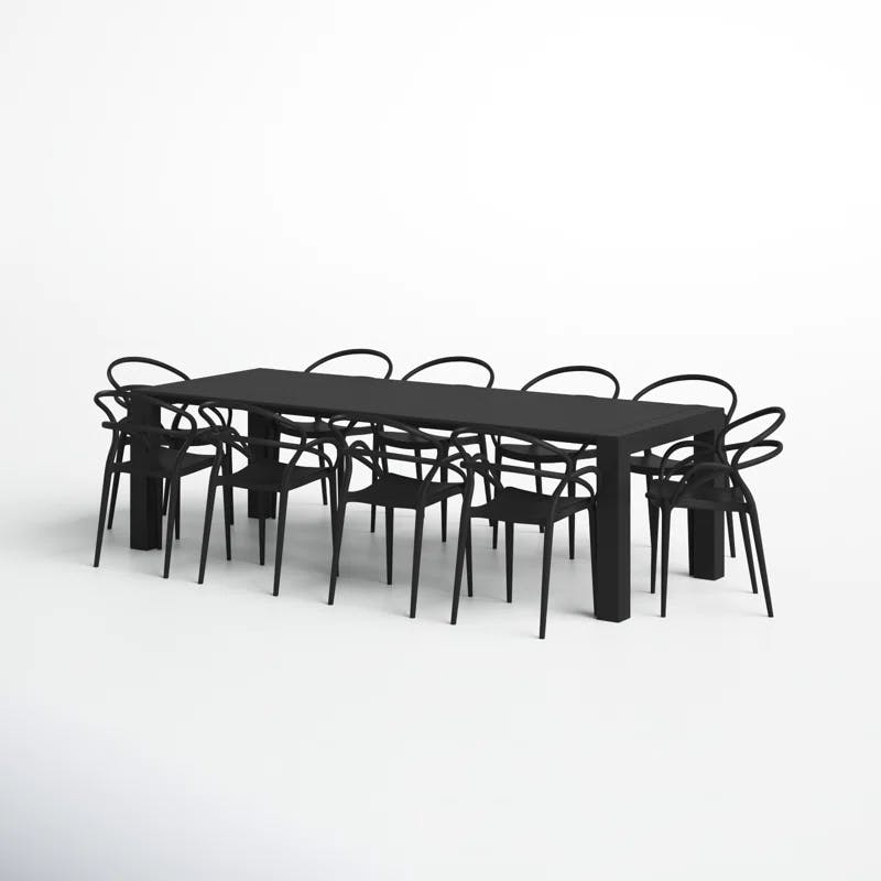 Mila Extendable Black Resin 11-Piece Outdoor Dining Set