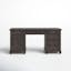 Transitional Weathered Charcoal Solid Wood Executive Desk with Power Outlet