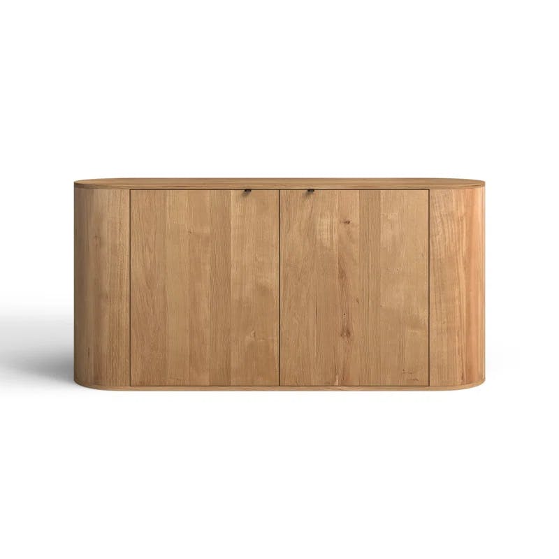 Scandinavian 66'' Natural Brown Oak Wood Sideboard