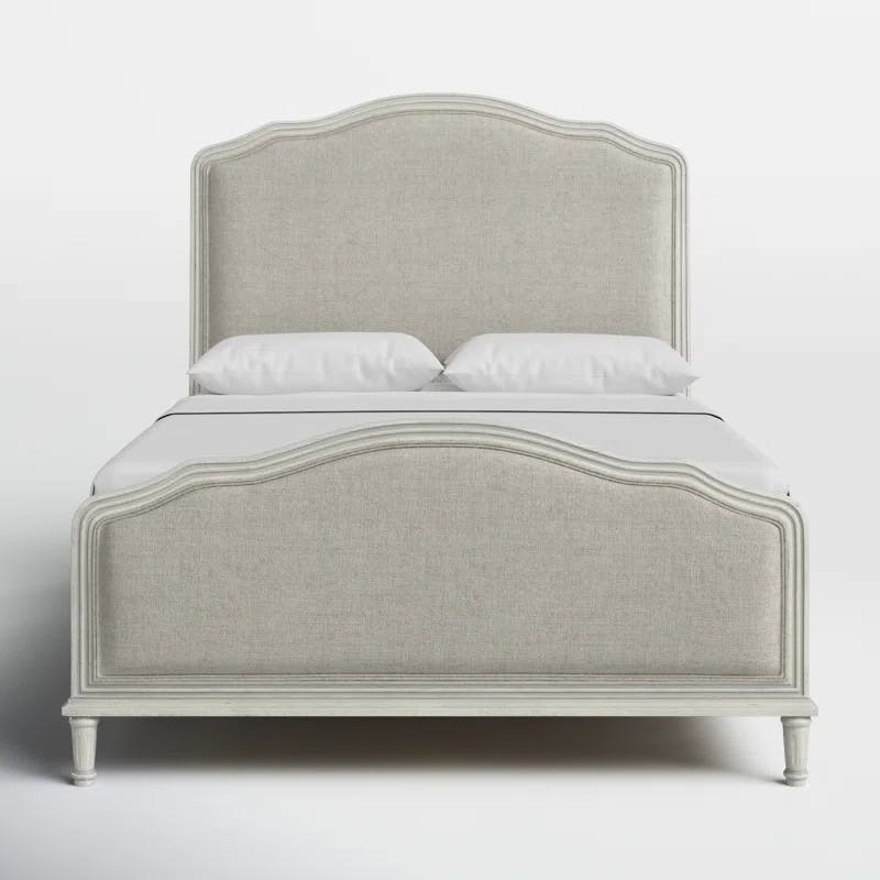Amity King-Size Whitewash Oak Bed with Upholstered Headboard