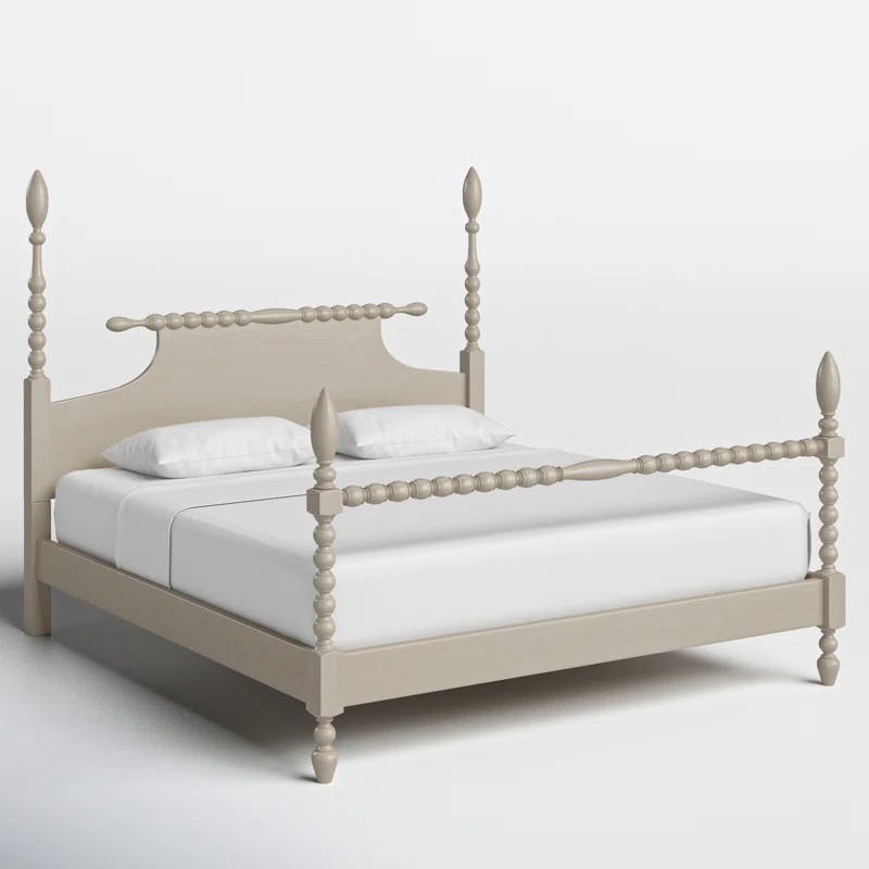 Beckett Natural King Poster Bed with Wood Frame and Headboard