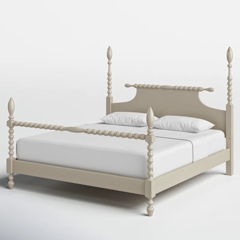 Beckett Natural King Poster Bed with Wood Frame and Headboard