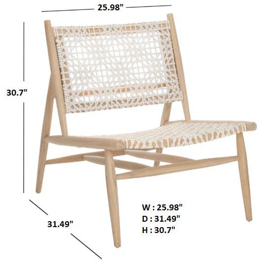 Transitional Off-White Leather Weave Side Chair in Light Oak