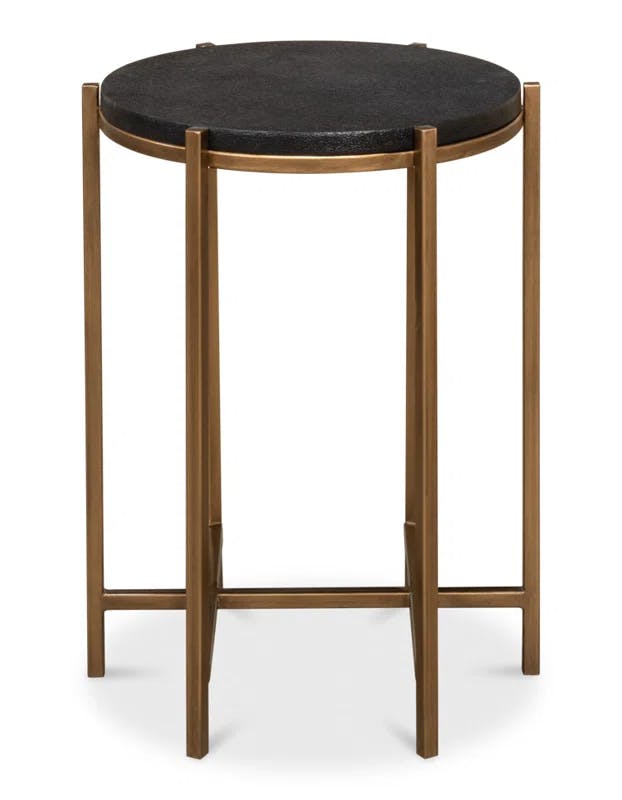 Stillwell 16'' Round Black Wood and Metal Side Table