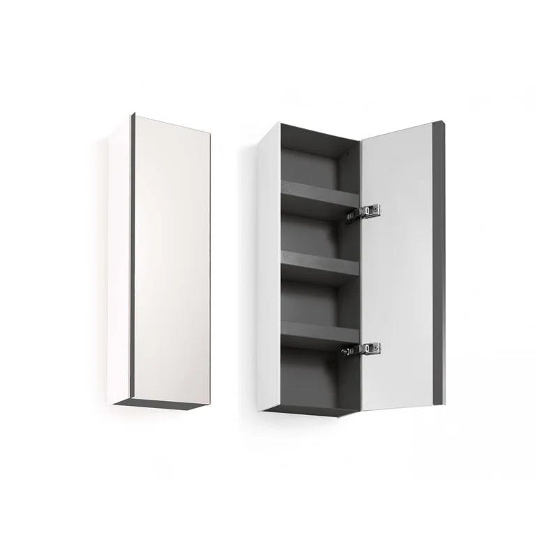 Modern 31.5" Silver Metal & Stone Medicine Cabinet with Mirror