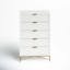 White Pearl Transitional 5-Drawer Chest with Gold Accents
