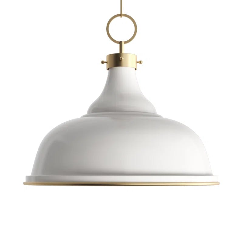 Aged Brass Elegance 3-Light Indoor/Outdoor Pendant with Off-White Shade