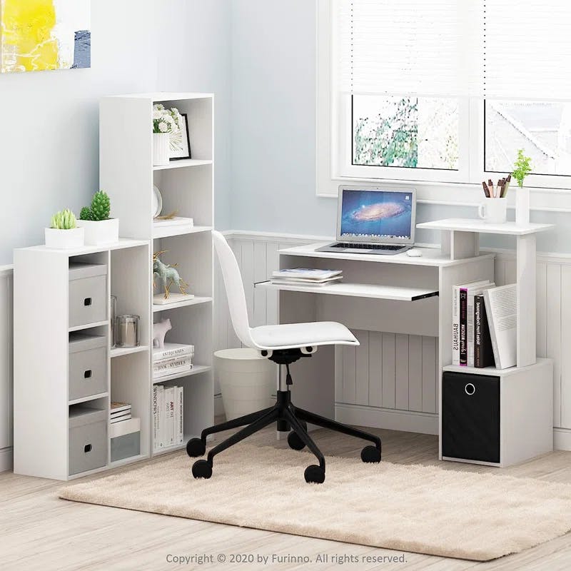 Sleek 5-Tier White Engineered Wood Open Shelf Bookcase
