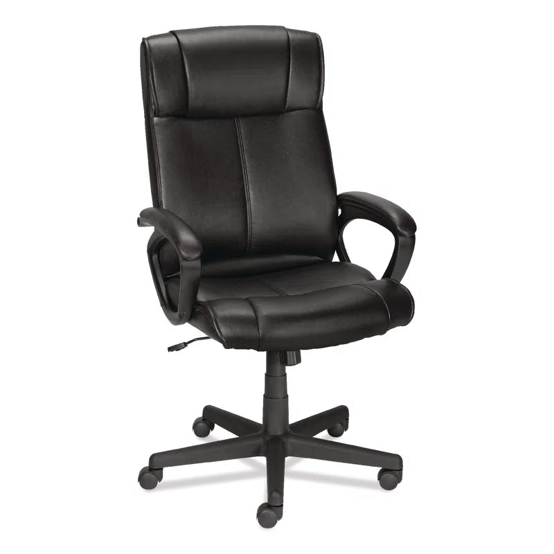 Luxurious High-Back Black Leather Swivel Manager's Chair